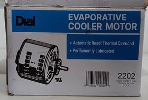 lot 201 image: DIAL EVAPORATIVE COOLER MOTOR MO#2202 IN BOX AS SHOWN.