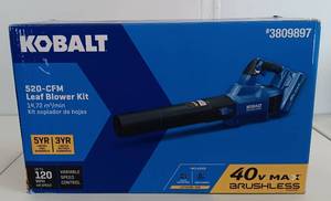lot 222 image: KOBALT 520-CFM LEAF BLOWER KIT KLB1040A-03 IN BOX AS SHOWN