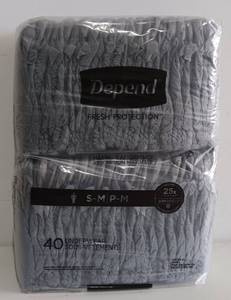 lot 223 image: NEW, UNOPENED DEPENDS UNDERWEAR 40PK (S-M) AS SHOWN.
