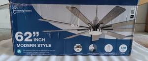 lot 271 image: WARMIPLANET 62 MODERN STYLE LED CEILING FAN X0035VHDID IN BOX AS SHOWN