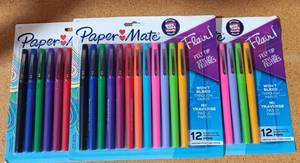 lot 285 image: YOUR BID X 3 NEW, UNOPENED PAPERMATE 12PK FLAIR FELT TIP PENS IN PACKAGE AS SHOWN