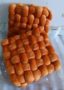 lot 300 image: YOUR BID X 2 WENQIK KNOT PADDED CUSHIONS, CARAMEL, 2 X 13 EACH AS SHOWN.