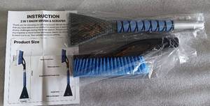 lot 312 image: NEW, UNOPENED 2 IN 1 SNOW BRUSH & SCRAPER WITH TELESCOPIC ROD AS SHOWN.