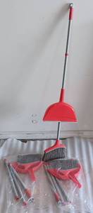 lot 320 image: LOT OF 3 BROOM  DUSTPAN SETS AS SHOWN.