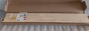 lot 336 image: WALL MOUNTED UNFINISHED WOOD SHELVES IN BOX AS SHOWN.