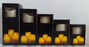 lot 341 image: YOUR BID X 5 NEW, UNOPENED LED PLASTIC SWING CANDLES IN ASSORTED SIZES AS SHOWN.