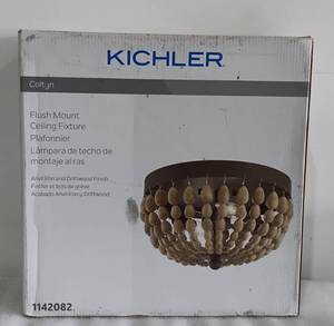 lot 345 image: KICHLER COLTYN FLUSH MOUNT CEILING FIXTURE MO#38225 IN BOX AS SHOWN.