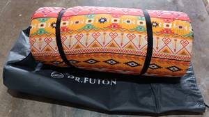 lot 350 image: DR. FUTON JAPANESE FLOOR FUTON MATTRESS, FOLDING ROLL UP BED TOPPER MAT WITH BAG AS SHOWN.