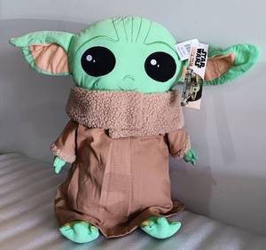 lot 360 image: NEW, STAR WARS THE MANDALORIAN LARGE SIZE APPROX. 18 BABY YODA SOFT PLUSH FIGURE IN BAG AS SHOWN. RETAILS FOR $40. PERFECT FOR CHRISTMAS