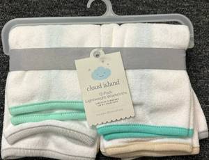 lot 130 image: NEW, UNOPEDNED CLOUD ISLAND 12PK BABY TOWELS AS SHOWN.