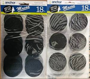 lot 359 image: YOUR BID X 8 NEW, UNOPENED ANCHOR COMPANY 18PC CANNING JAR CHALKBOARD LABELS IN PACKAGE AS SHOWN