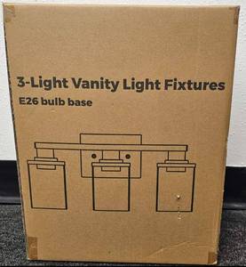 lot 77 image: NEW, UNOPENED DORESSHOP 20 BATHROOM 3-LIGHT VANITY LIGHT FIXTURE IN BOX AS SHOWN.
