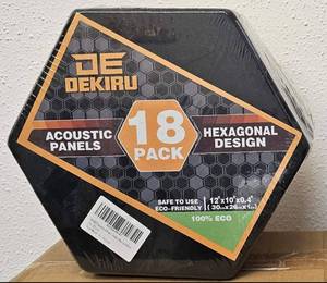 lot 78 image: DEKIRU 18PK SELF-ADHESIVE ACUSTIC PANELS 12 X 10 X 0.4 IN PACKAGE AS SHOWN.