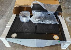 lot 71 image: SNDOAS BLACK CHIMNEY RANGE HOOD TD 1775 IN BOX AS SHOWN.