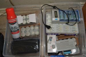 lot 101 image: Rechargeable battery chargers with batteries, plus Gun scrubber cleaner