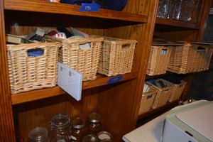 lot 137 image: Basket organizers with office supply contents