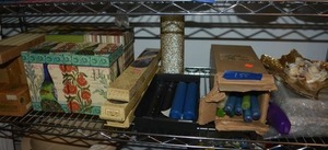 lot 155 image: Photo frames, taper candles, Beeswax candles, tea light candles, decorative boxes
