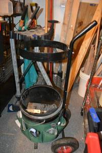 lot 158 image: Garden tool organizer with tools shown, Garden tool Trolley