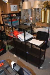 lot 160 image: Black Multi-level shelfing unit only (not contents)