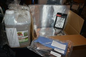 lot 174 image: (2) jugs Natural Armor Weed and Grass Killer, unopened ESFUN Home & Kitchen Hooks, Mylan Food storage Bags
