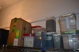 lot 191 image: Organic Prep Food and LocknLock containers Fermented Beet, Stinging Nettle Leaf, Beans, Chives, Black Sesame Seeds, Barley