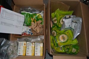 lot 209 image: Prep Food lot - All Food is Organic, natural and Sulfur Free Black Pepper, Sea Salt, Raw Cane Sugar, Baked Pea Crisps, Beanitos Black Bean chips, Lentil chips, Coconut milk, Whole Grain Pastas