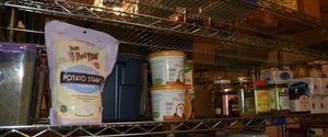 lot 224 image: Prep Food lot - All Food is Organic, natural and Sulfur Free Potato Starch, Shortening, Oat Milk Soup, Hot pepper bacon jam, Almond Butter, Zote Soap bars, Buckwheat, Quinoa, Garbanzo beans, Chives, Himalayan Pink Salt powder
