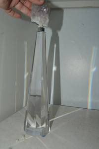 lot 240 image: 12 Crystal Prism with Amethyst on top ( needs glued)