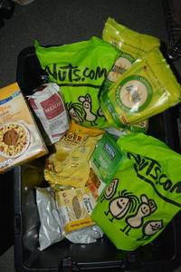 lot 255 image: Prep Food lot (Black tote included) - All Food is Organic, natural and Sulfur Free Israeli Couscous, Pastas, Ginger Honey crystals, Orange Peel, Lemon Peel, Elderberries, Raw Cane Sugar, Comfrey Root