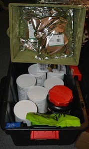 lot 258 image: Prep Food lot (Black tote included) - All Food is Organic, natural and Sulfur Free Lavender Flowers, Peppermint Leaf, Hemp Protein Powder, Whey Protein