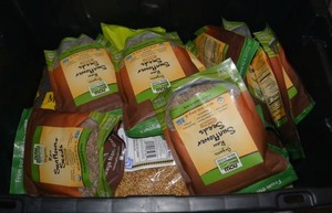 lot 259 image: Prep Food lot (Black tote included) - All Food is Organic, natural and Sulfur Free Sunflower and Alfalfa seeds, Coriander seeds, Ajwan, Cardamon and Cumin Seeds, Fennel and Mustard Seeds