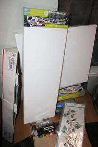 lot 317 image: Artists Loft unopened Canvases, stencils, Acrylic paint marker pens and paint brush set unopened