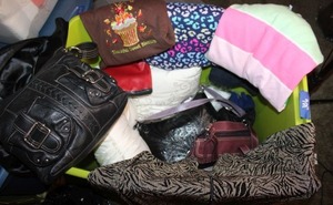 lot 306 image: Tignanello Black Leather Purse, Red Fossil Leather purse, American West Leather purse, XXL womens tops, White decorative pillows
