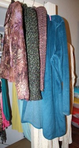lot 286 image: Womens clothes Business jackets, long white sweater and robe