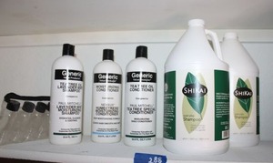 lot 288 image: (2) 1-Gal. jugs Shikai Shampoo, Paul Mitchell shampoo and conditioner unopened