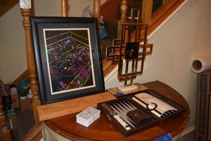 lot 24 image: Z Gallerie Table Clock, Backgammon and Cribbage Games, Wall art Print
