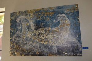 lot 33 image: Canvas Wall Art - Oliver Gals Typographic Equestrian 36W x 24H