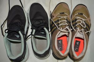 lot 39 image: 2 Pairs Adidas Running shoes size 10, One brown AX2, one black