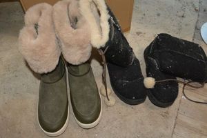 lot 63 image: UGG Boots - 2 pair, Green pair looks new never worn size 10