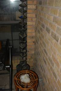 lot 462 image: Large crystal quartz stone, Metal tiered floor water fountain