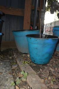 lot 447 image: (2) rubber flower pots