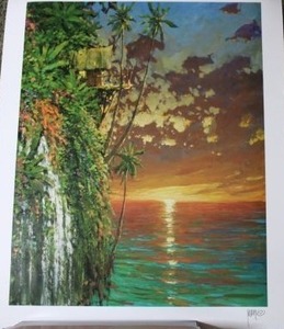 lot 332 image: Wall art Seriolithograph - Thinking of you This Time of the Day by Marco Mavrovich. Includes Certificate of Authenticity.