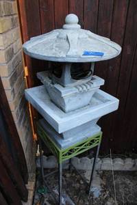 lot 381 image: Square metal plant stand with Garden fountain