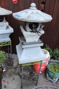 lot 383 image: Square metal plant stand with Garden fountain