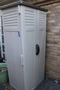lot 426 image: Suncast 2x2 Resin vertical Storage building. Click on lot to see link for more information.