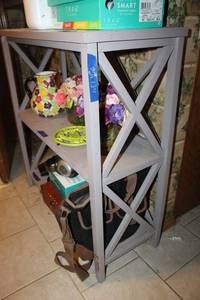 lot 134 image: Wooden 2-shelf Unit Only (not contents)