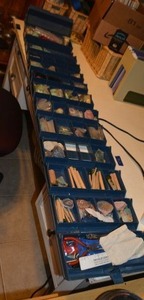 lot 362 image: Roll-up craft box with stones and craft making supplies