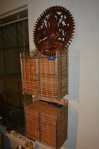 lot 346 image: Hand carved Buddha round wood art