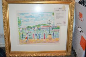 lot 349 image: Wall art Lithograph  Casino dEnghein-les Bains by Jean-Claude Picot with Certificate of Authenticity. 107250 limited edition