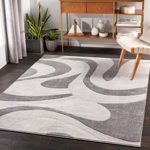 lot 207 image: 10x10 Ivory and Grey Area Rug, unopened still in packaging. Photo is stock photo.